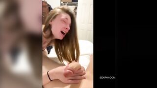 Naughty Blonde Giving Blowjob to her first Tinder Date